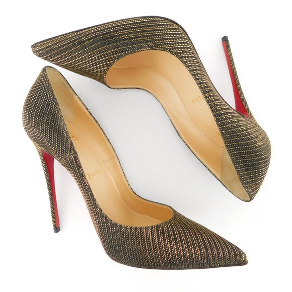 CHRISTIAN LOUBOUTIN Black & Gold Shimmer Pumps 39 - Picture 4 of 10
